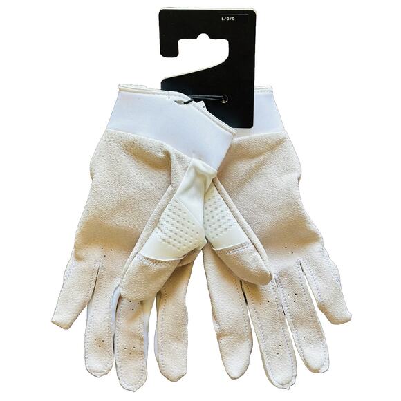 NEW Nike HyperDiamond Select Batting Gloves Softball White Silver Women's Size L - Picture 2 of 3